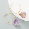 Natural Raw Crystal Stone Earrings Trendy Women 2021 Amethyst Druzy Hoop Dangle Earrings