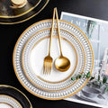 Eco-Friendly White Bone China Dinner Set Wedding Ceramic Glass Soup Plate with Gold Rim Coffee Cup Bowl Spoon Charger Dishes Set