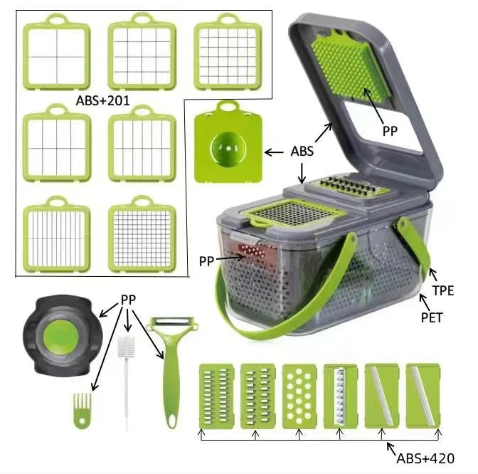 ARMADA 22 in 1 Vegetable Fruit Chopper Cutter ABS+Stainless Steel Manual Multifunctional Kitchen Accessories