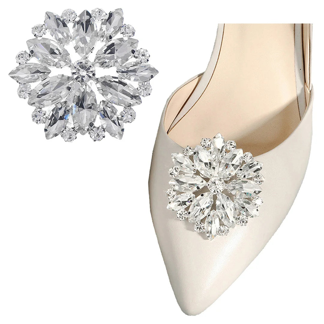 Custom Detachable Metal Shoe Clips with Rhinestones Bridal Wedding Heels Decoration Party Shoe Buckle Made of Crystal Alloy