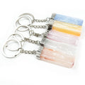 Diy 100% Top Quality Natural Irregular rectangular electroplated edging of natural crystal key ring Natural mixed color gypsum stone crystals wholesale bulk