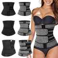 ZJFIT Neoprene/Nylon Breathable Button Closure Yoga Application Abdomen Waist Trainer Double Belts Slimming Tummy Control Body