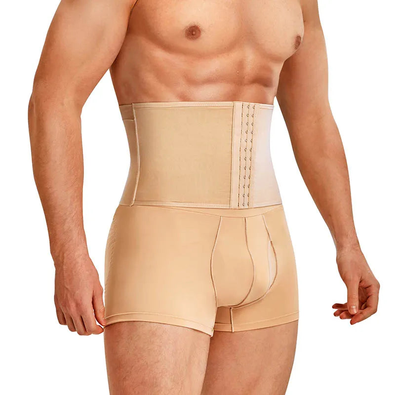 Breathable Tummy Control Underwear Men Butt Pads Shaper Compression Shorts With Waist Wrap Men