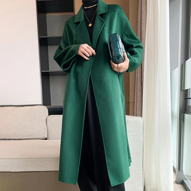 Autumn Cashmere Wool Coat Oversized Fashion Long Women Double Face Wool Coat