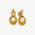 Trendy 18K Gold Plated Stainless Steel Twist Fine Jewelry Fashion Accessory Hoop Drop Earrings
