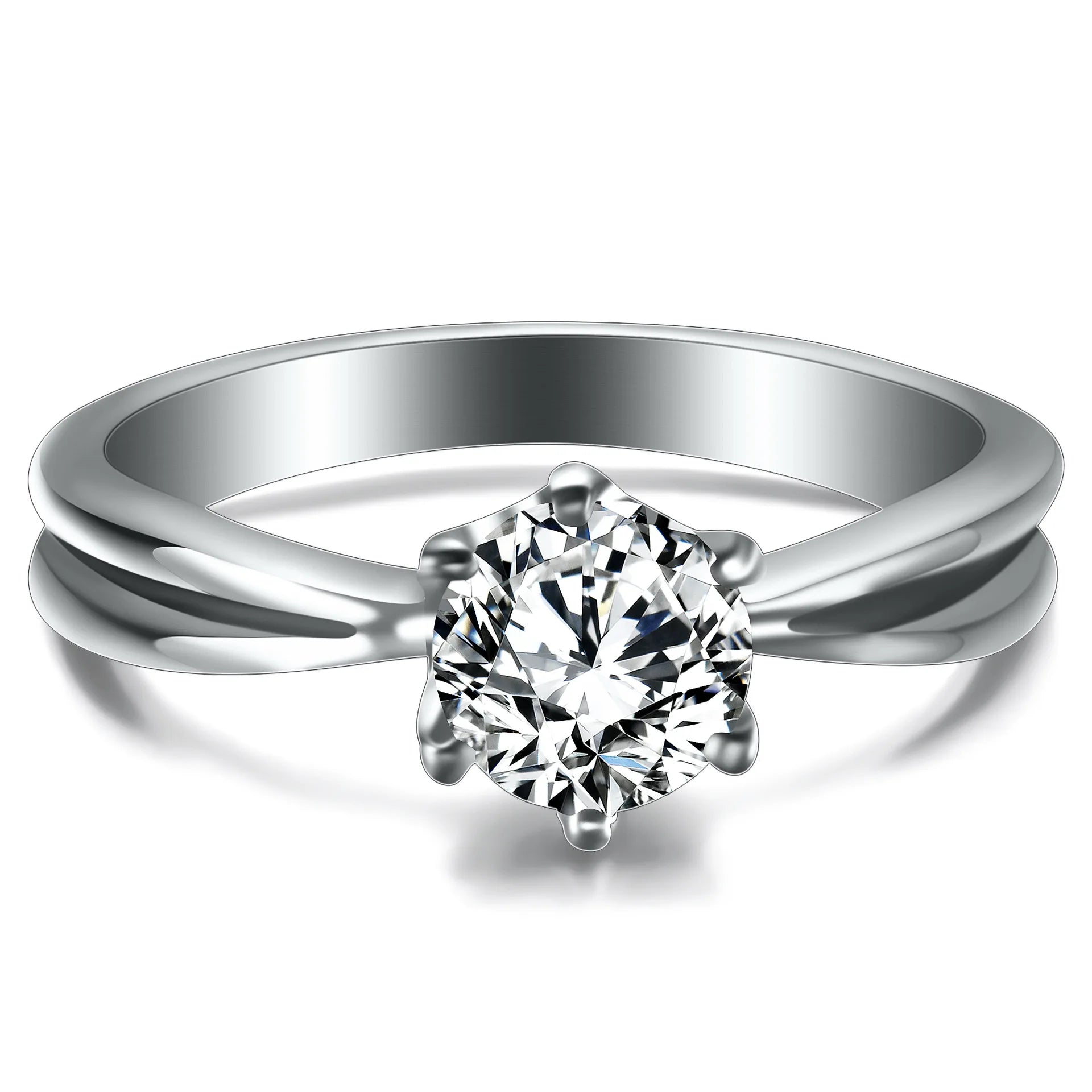 Zircon Crystal Ring Wedding Engagement Rings Jewelry Stainless Steel Shiny Zircon Wedding Engagement Ring for Women Girls