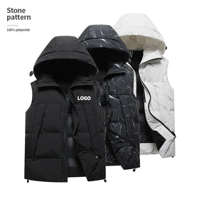 Wholesale Winter White Hooded Puffer Vest Jacket Custom logo