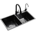 Scratch Resistant Handmade Stainless Steel Black Nano Sink Anti-fingerprint No Fading Double Bowl Undermount Kitchen Sink