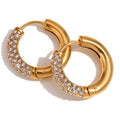 Dainty Bling Cubic Zirconia Huggie Earrings 18K Gold Stainless Steel Small Circle Hoop Earrings Daily Jewelry for Women