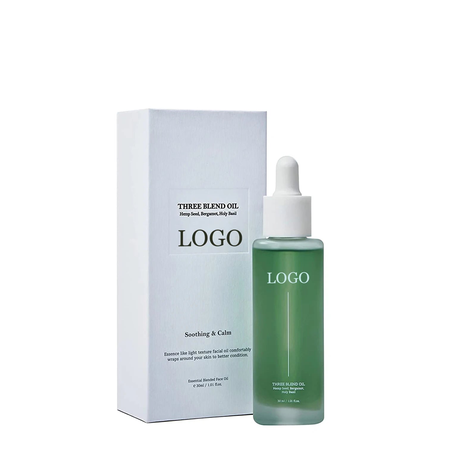 AiXin Private Label 30ML Moisturizing Soothing Calming Bergamot Holy Basil Hemp Seeds Essential Oil Greenery Blend Face Oil