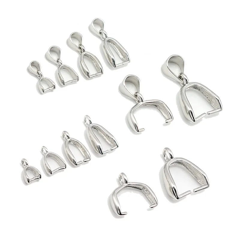925 Sterling Silver Pendant Clasp Pinch Bails for Jewelry Making Jewelry Findings & Components