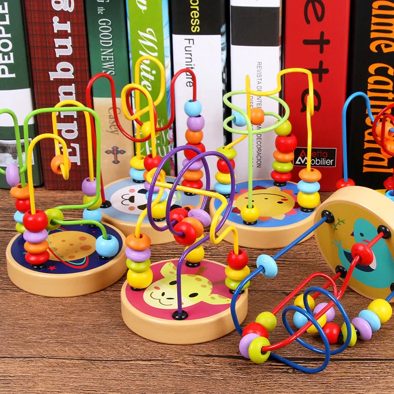 Hot Sale CE EN 71 Verified Preschool Educational Fruit Roller Coaster Mini Wooden Beads Wire Maze Baby Educational Toy