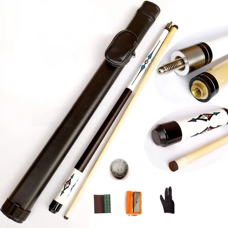 1/2 Style Maple Wooden Pool Cue with Black Billiard Cue Holding Bag Set Gift Kit