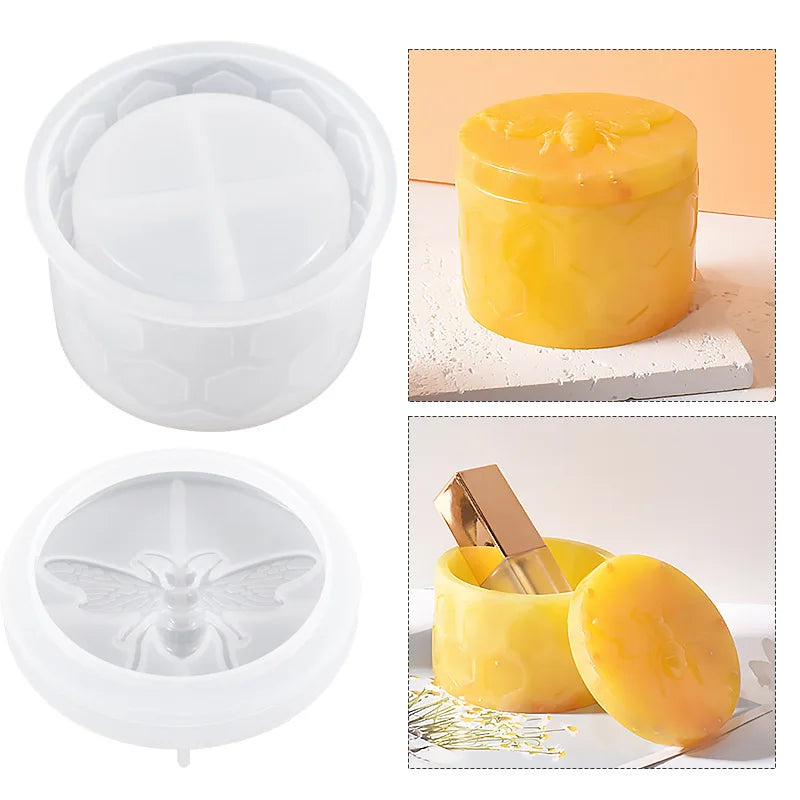 Crystal Dripping Glue Storage Jar Jewelry Box Mold Honey Jar Mirror Epoxy Bee Silicone Mold