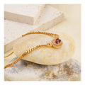 Women's Fashion Garnet Fine Pendant Necklace Collarbone Chain in Champagne Gold 925 Silver Elegant Design
