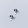 Fashion Girls 925 Sterling Silver Black Zircon Planet Star Wedding Stud Earrings Wholesale