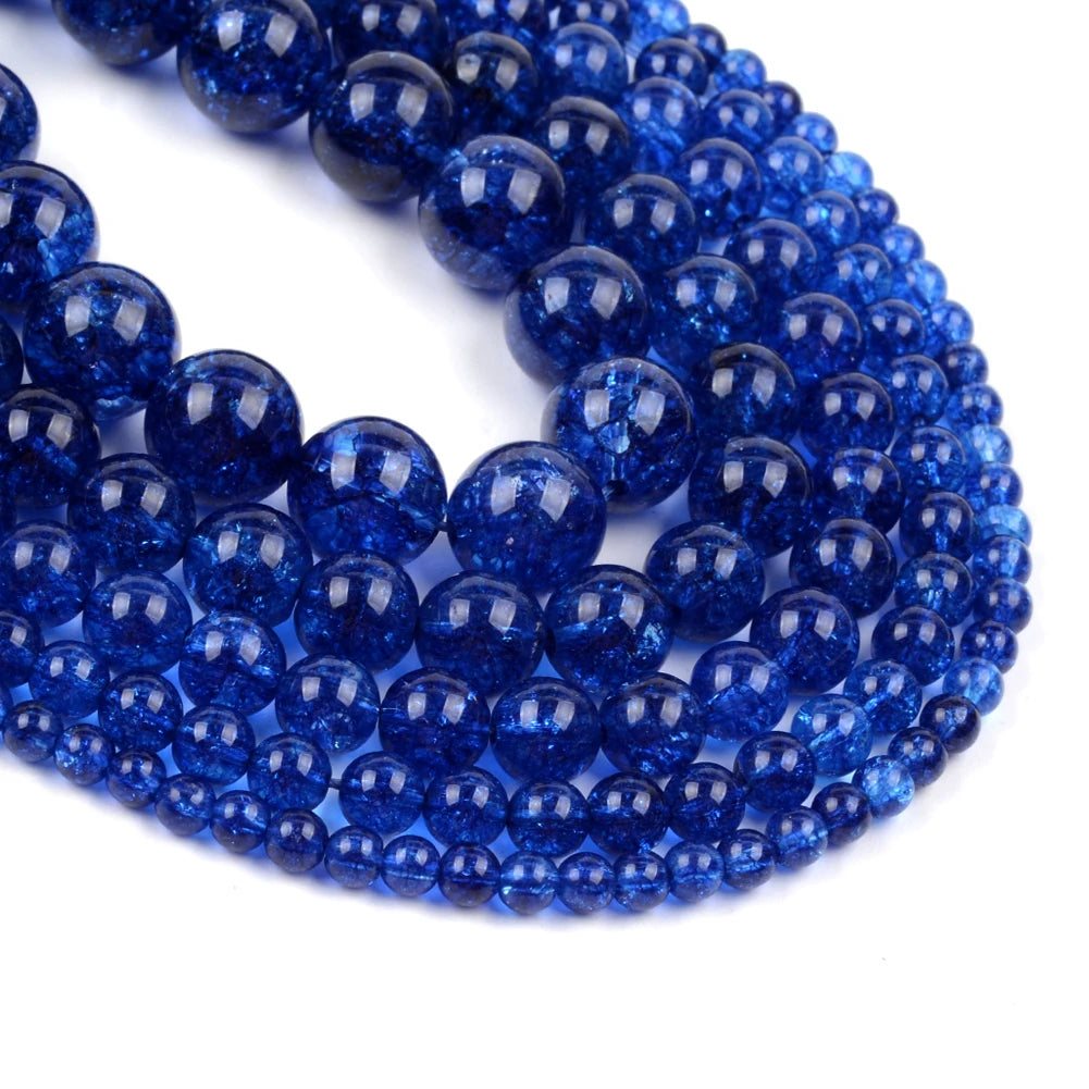 Wholesale Natural Stone 4/6/8/10/12 Dark Blue Quartz Crystal Round Loose Stone Beads for Jewelry Diy Making
