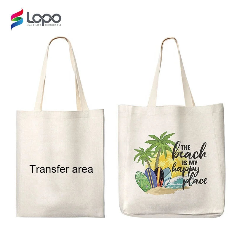 Best Seller Fast Delivery Blank Linen Beach Shopping Bag Personalize High Quality Textile Sublimation Linen Tote Bag Blanks