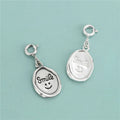 Vintage 925 Sterling Silver Smile Engrave Oval Pendant Cute Antique Silver Smile Charms for Bracelet Necklace Jewelry Making