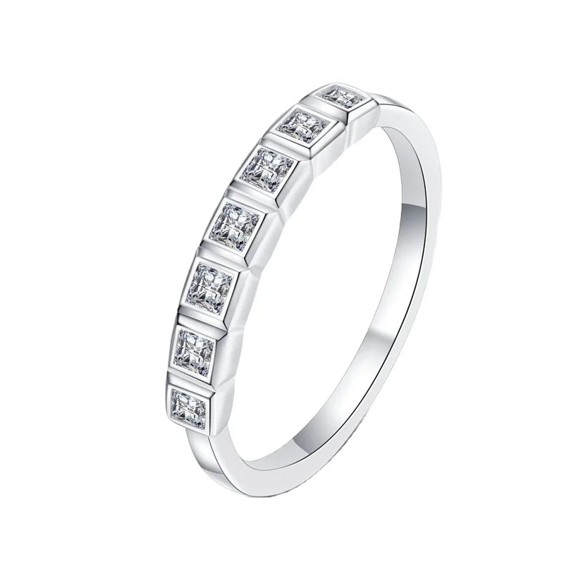 0.56 Carat Princess  Tail Ring 18K White Gold Plated Moissanite Diamond 925 Sterling Silver Ring for Women