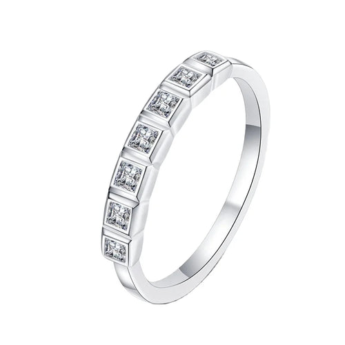 0.56 Carat Princess  Tail Ring 18K White Gold Plated Moissanite Diamond 925 Sterling Silver Ring for Women