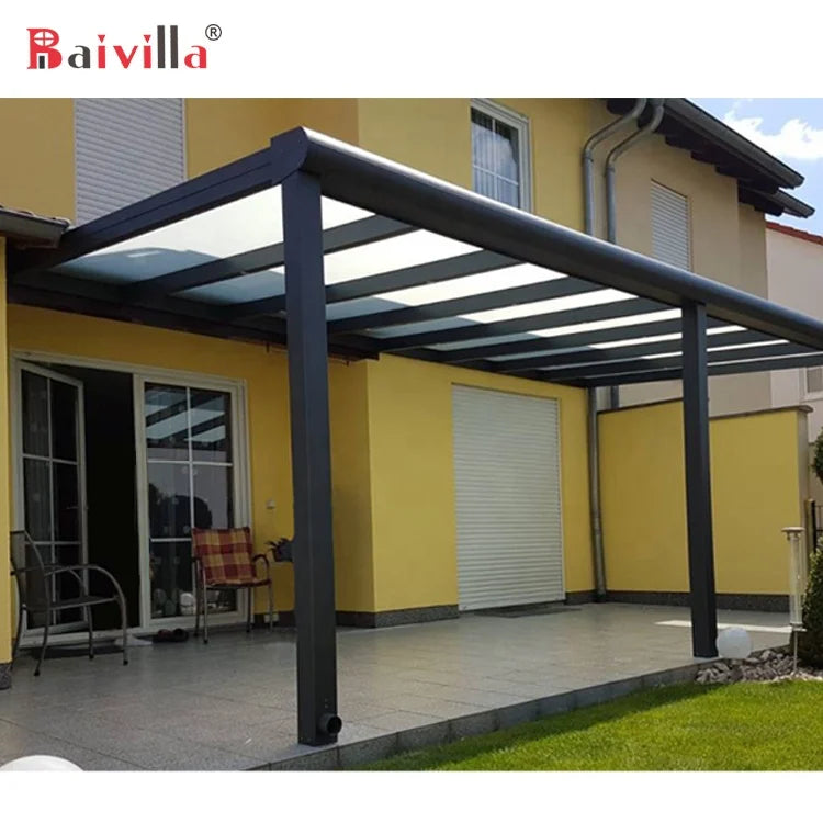 Modern Design Eco-Friendly Outdoor Garden Aluminum Pergola Powder Coated Frame Balcony Fixed 2 Post Bioclimatic Glass Nature