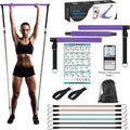 Pilates Bar Kit with Resistance Bands Home Gym Workout Bar Portable 3-Section Exercise Pilates Sticks Bar