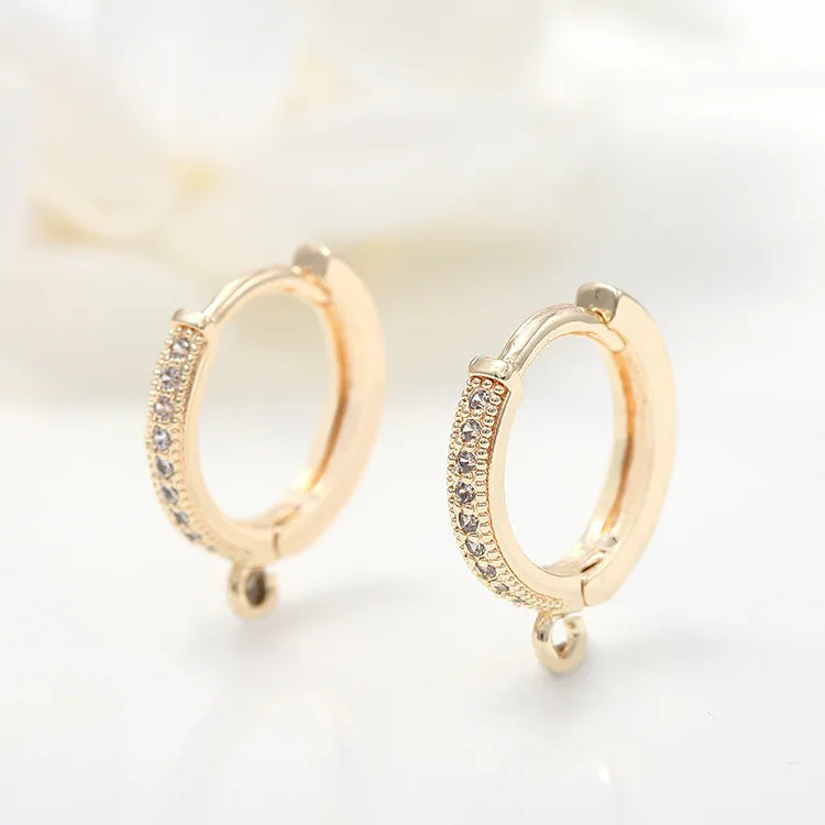 Hot Selling Micro Pave Zircon 14K Gold Plated Round Nickel Free Earrings