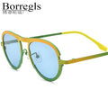 Borregls Colorful Titanium Sunglasses Men New Brand Designer Vintage Pilot Fashion Women Retro Polarized Sun Glasses 185800T