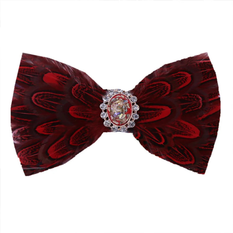 Wholesale Yellow Purple Feather Bowtie Casual Formal Polyester Gravata Borboleta Italian Bow Ties for Men