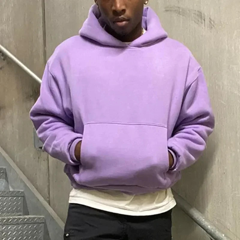 Luxury Men's 100% Cotton Hip Hop Hoodie Cropped Streetwear Oversized Heavyweight Various Colored for Winter