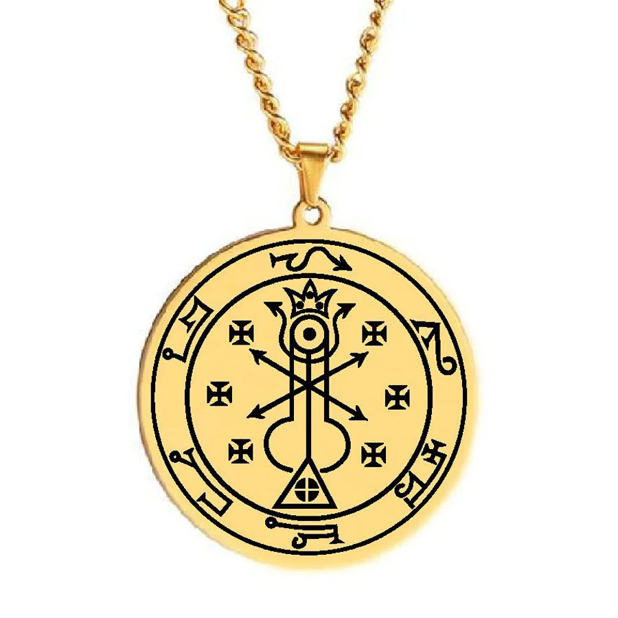 Belphegor Demon Prince of Wealth Lord of the Gap Lesser Key of Solomon Seal Goetia Talisman Stainless Steel Pendant Necklace