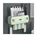 Automatic Eco-Friendly Space-Saving Toothpaste Dispenser Double Cup Magnetic Wall Mount Toothbrush Holder for Bathroom
