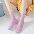 Wholesale Luxury Fishnet Tube Socks for Women New Mesh Pure Color Breathable and Anti-Slip Crew Length for Autumn Season