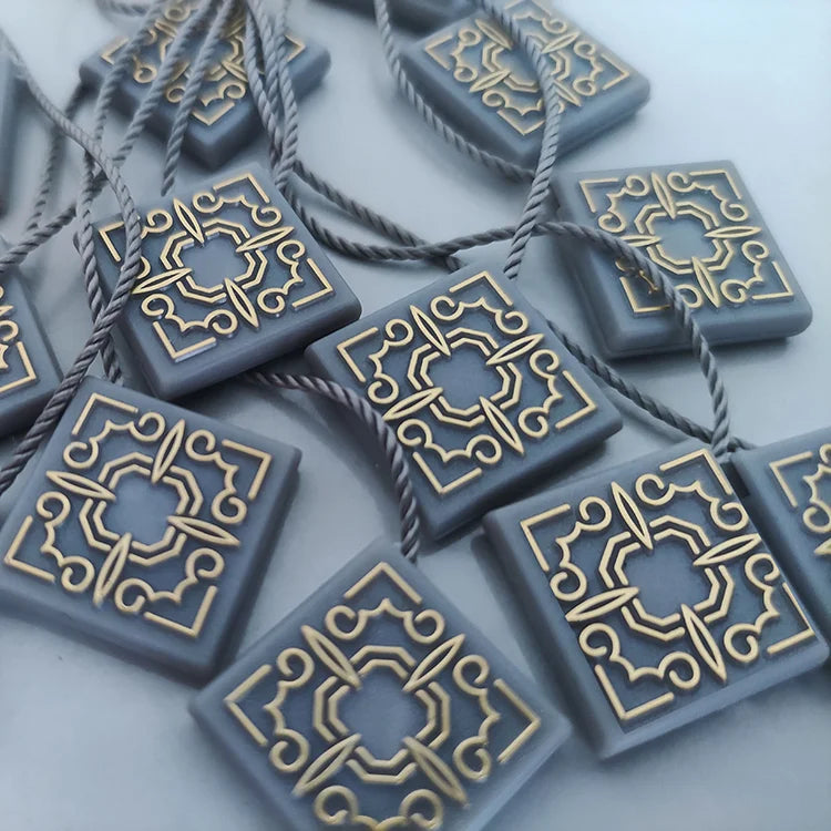 Custom Private Brand Embossed Logo Hang Tags Plastic Seal Watch and Clothing String Tags With Nylon String Shoe Price Tags