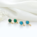 New Fashion Jewelry Diy Pearl Earrings Base Gold Plated Malachite Turquoise Drop Earrings