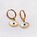 Tarnish Free Women Earrings 18k Gold Plated Small Dangle Hoop Earrings Hypoallergenic Dainty Evil Eye Huggie Hoop Earrings