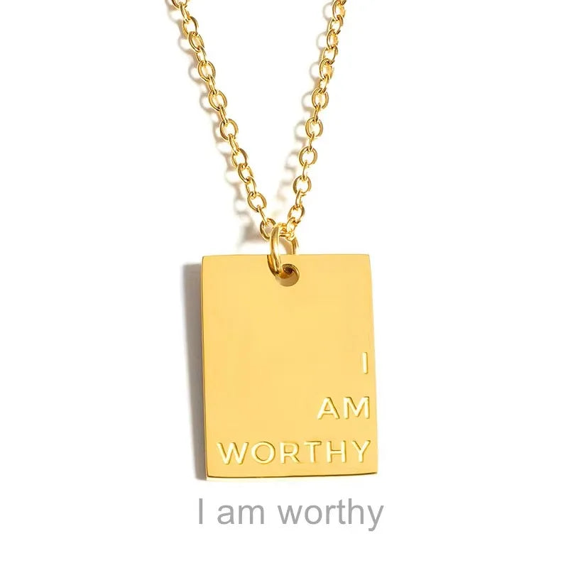 Letters Squares Tags Stainless Steel Necklaces Women's Ins Hip-hop Summer Light Luxury Niche Design 2025 New Women