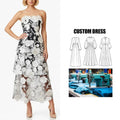 Customizable Brand Flower Stereo Decoration Pure Color Tube Top Sleeveless Long Evening Party Dress Empire Waistline Dress