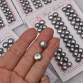 5-10mm AAAA Quality Gray Natural Fresh Water Bread Pearl Loose Beads Button Beads Half Hole DIY Stud Earrings Accessories