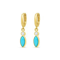 Milskye 925 Sterling Silver Design Fashion Jewelry Bezel Turquoise Marquise Drop Earrings