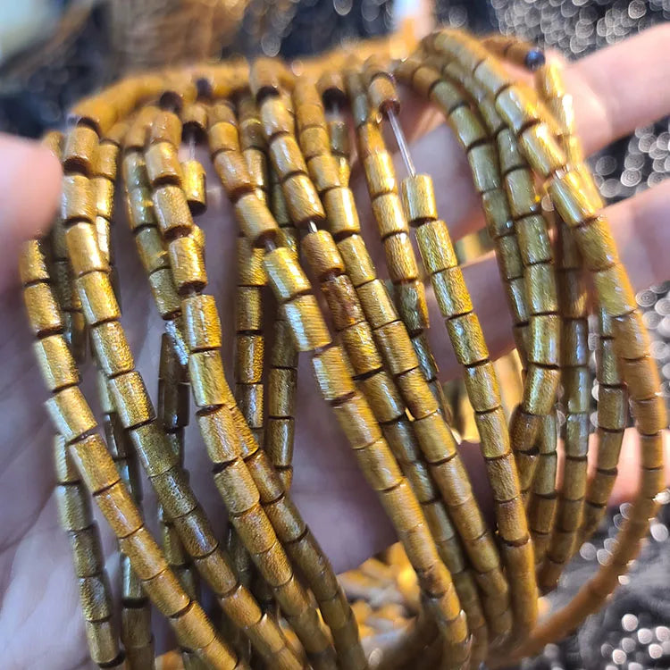 CB81341 Natural Gold Coral Tube Barrel Cylinder Beads