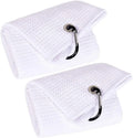 Hot Sale Custom Printed Logo Funny Tri-Folder Golf Towel Soft Microfiber Waffle Weave with Hook for Adult Outdoor Use