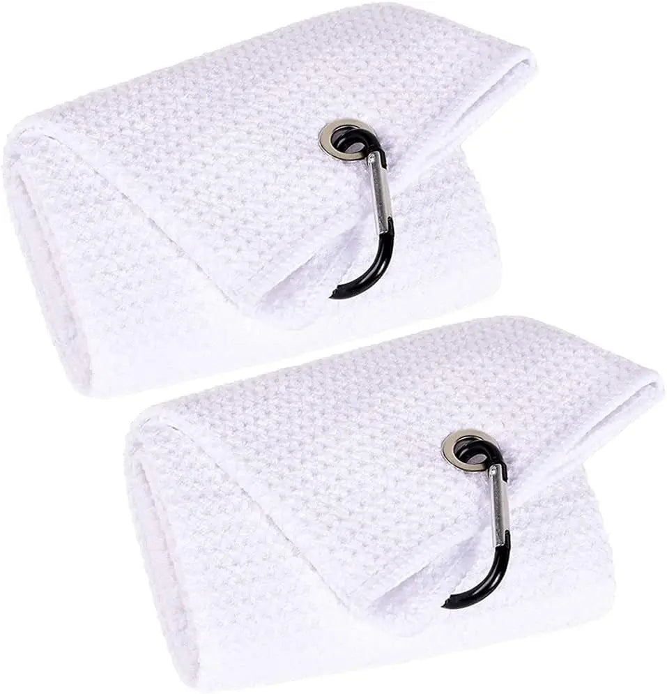 Hot Sale Custom Printed Logo Funny Tri-Folder Golf Towel Soft Microfiber Waffle Weave with Hook for Adult Outdoor Use