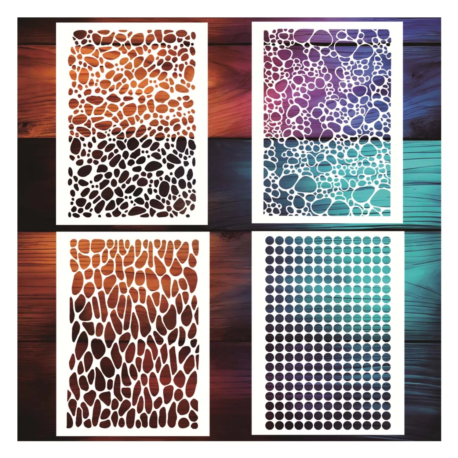 4 Pcs Stencils for Crafts Reusable Texture Stencils Mixed Media Stencil Layering Drawing Templates