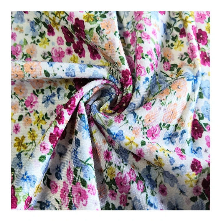 Gorgeous Floral Design Garment Knitted Digital Printed Bamboo Spandex Fabric