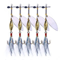 Hot Sale Newup 9.8CM 15G Lures Metal Pike Spoon Lure Spinner Blades Baits Fishing Rig Spinner with Feather Hook