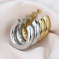 14K Gold Plated Lightweight Chunky Open Hoops 21524 Earring Surgical Stainless Steel Post Thick Hoop Stud Earrings