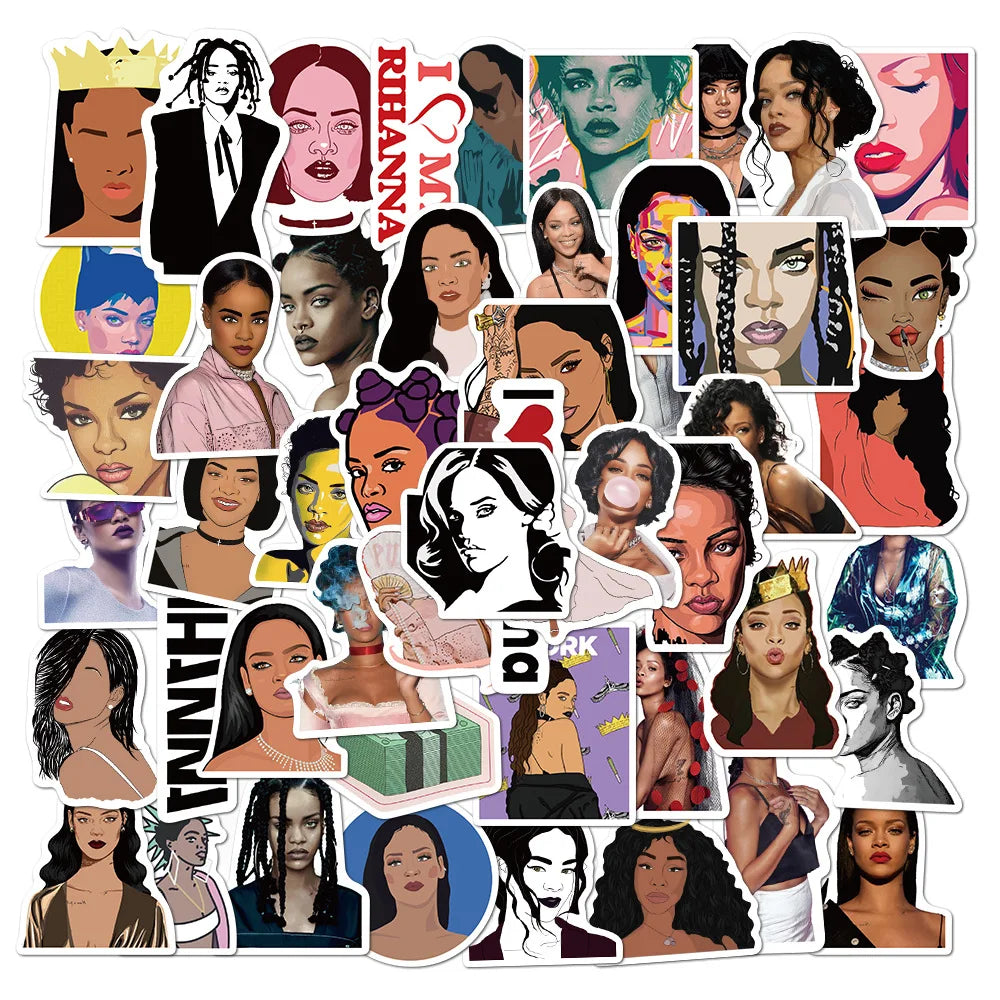 50Pcs Famous Singer Rihanna Tide Graffiti Music Stickers