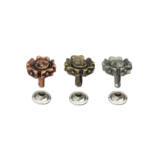 Manufacturer 11 mm Decorative Metal Rivets Flower Antique Copper Plate for Leather Craft DIY Handmade Bags Shoes